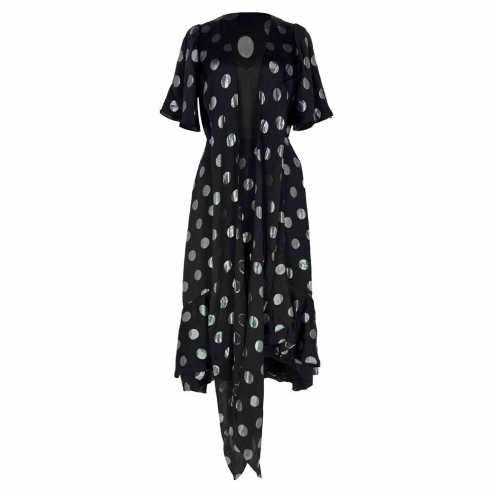 Diane Von Furstenberg Sareth Polka Dot Midi Dress in Black Silk